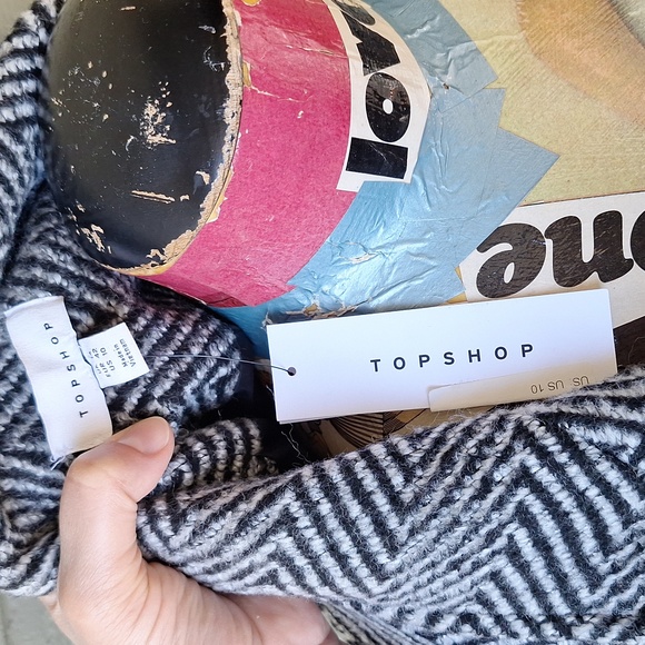 NWT Topshop herringbone textured blazer coat size 10 - Picture 10 of 14